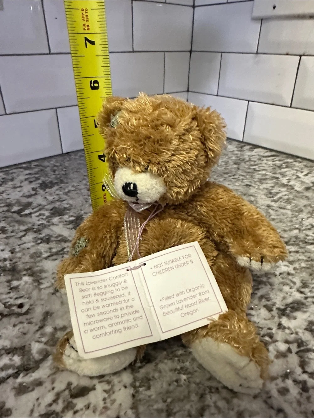 Plush Teddy Bear with Embroidered Flowers and Organic Lavender.